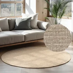 Teppich HANSE HOME "Jaipur Juteteppich", beige (naturweiß), H:10mm Ø:200cm, Jute, Teppiche, Naturfaser, Wohnzimmer, Esszimmer, Schlafzimmer, Flur, Läufer, Boho