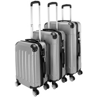 VINGLI Kofferset 3 teilig, 3 in 1 tragbarer ABS Trolley Koffer, Reisekoffer, Grau, 4 Rollen, mit viel Stauraum grau