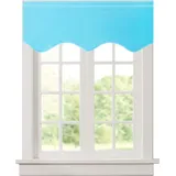 Aquazolax Küchenvorhänge, Fenstervorhänge, Querbehang, elegant, einfarbig, verdunkelnd, Querbehang mit Bogenkante, Vorhang für Wohnzimmer, ca. 132 x 46 cm, 1 Schal, Türkis