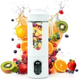 OKWISH Entsafter, Tragbarer Mini Smoothie Maker, USB wiederaufladbarer Mixer Becher, leistungsstarker Personal Blender für Obst & Gemüse, kompakt... - Weiß