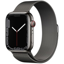 Apple Watch Series 7 GPS + Cellular 41 mm Edelstahlgehäuse graphit, Milanaise Armband graphit