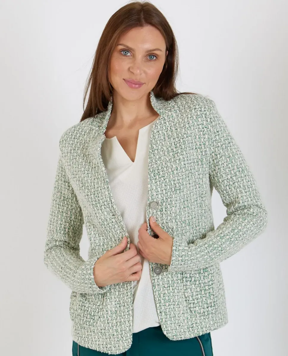 Bouclé Blazer mit Stehkragen