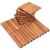 55er Set Holzfliesen Akazie 5m2 Terrassenfliesen Klickfliesen Mosaik Klassik 30x30cm - Braun