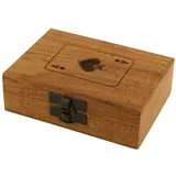 Spielkartenbox maritim mit Skat-Karten ca.  11 x 8 x 3,5 cm Akazienholz
