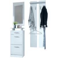 Vladon Garderoben-Set Loret V2 140 x 200 x 23 cm Weiß