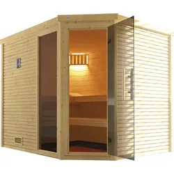 Sauna WEKA "Cubilis", beige (natur), Saunaofen, externe Steuerung, 7,5 kW, Saunen, 7,5 kW-Ofen mit digitaler Steuerung