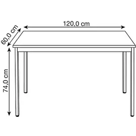 Sodematub Mehrzwecktisch lichtgrau, dunkelgrau rechteckig, Vierkantrohr grau, 120,0 x 60,0 x 74,0 cm