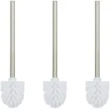 Relaxdays Toilettenbürste, 3er Set, WC-Bürste, Ersatz, Abnehmbarer Bürstenkopf, Klobürste Edelstahl, HxD 35 x 8 cm, weiß