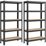 Songmics Lagerregal Stahl 30 x 75 x 150 cm schwarz 2er Set bis 650 kg belastbar 5 verstellbare Ablagen