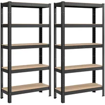 Songmics Lagerregal Stahl 30 x 75 x 150 cm schwarz 2er Set bis 650 kg belastbar 5 verstellbare Ablagen