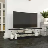 Dmora Lysithea TV-Lowboard 120x30x33 cm Grau/Schwarz Holz/Metall