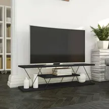 Dmora Lysithea TV-Lowboard 120x30x33 cm Grau/Schwarz Holz/Metall