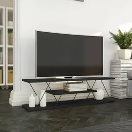 Dmora Lysithea TV-Lowboard 120x30x33 cm Grau/Schwarz Holz/Metall