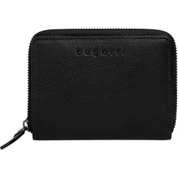 Geldbörse BUGATTI "MIRA", schwarz, Leder, unifarben, leicht glänzend, casual,elegant, Kleinlederwaren, echt Leder