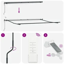 vidaXL Markise Automatisch mit LEDs Weinrot 400x300 cm