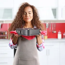 Relaxdays 4-tlg.SPRINGFORM-SET anthrazit Metall, quadratisch, 28x6.5x28 cm, antihaftbeschichtet, Backen, Backformen, Springformen