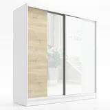 A&J MöbelLand Schwebetürenschrank SOLO 200 x 215 x 59,5 cm Weiß