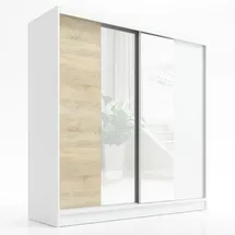 A&J MöbelLand Schwebetürenschrank SOLO 200 x 215 x 59,5 cm Weiß