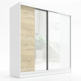 A&J MöbelLand Schwebetürenschrank SOLO 200 x 215 x 59,5 cm Weiß