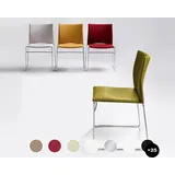 infiniti »WEB« Designer-Stuhl AC01 verchromt / Echtleder Elfenbein
