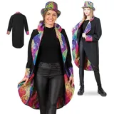 KarnevalsTeufel Mantel Showmaster Zirkusdirektor Clown Party Jacke Jackett Schwarz/Bunt Verkleidung (L) - L