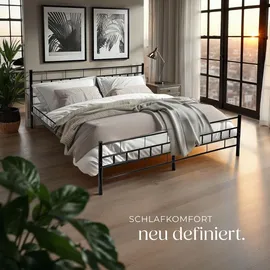 Tectake tectake® Metallbett, robustes Stahlgestell, bodenschonende Kunststoffkappen, 180 x 200 cm