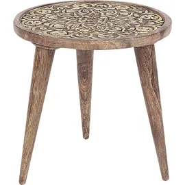 Beliani Beistelltisch 2er Set Mango Holz Dunkelbraun