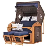 deVries PURE® Strandkorb deVries PURE® Sailor XL - PE stone grey - Dessin 197, BxTxH: 135x90x165 cm, Halblieger, Ostsee-Strandkorb, feines Teakholz - inkl. Rückholfeder und Schutzhülle grau