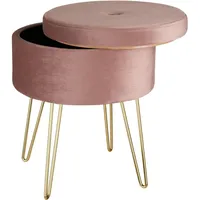 Tectake Sitzhocker Ava Samtoptik 38 x 45 x 38 cm Rosa