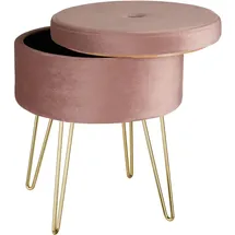 Tectake Sitzhocker Ava Samtoptik 38 x 45 x 38 cm Rosa