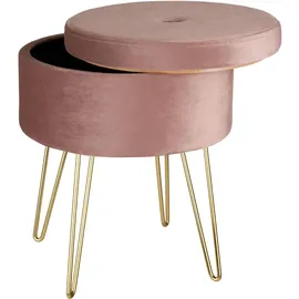 Tectake Sitzhocker Ava Samtoptik 38 x 45 x 38 cm Rosa