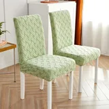 Treer Universal Einfarbig Stuhlhussen Set Stuhlbezug Sitz Stretch Beschützer, Jacquard Plüsch Abnehmbare Stretch Stuhlhussen Für Stuhl Esszimmer Party Bankett Stuhldekoration (Grün,4 Stück)