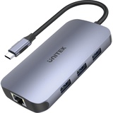 UNITEK Hub USB-C HDMI, 100W SD Reader, (USB C), Dockingstation + USB Hub, Silber