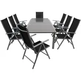 DEGAMO Garnitur PISA 9-teilig, Aluminium + Kunstgewebe schwarz,