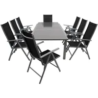 DEGAMO Garnitur PISA 9-teilig, Aluminium + Kunstgewebe schwarz,