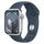 Apple Watch Series 9 GPS 45 mm Aluminiumgehäuse silber, Sportarmband sturmblau M/L