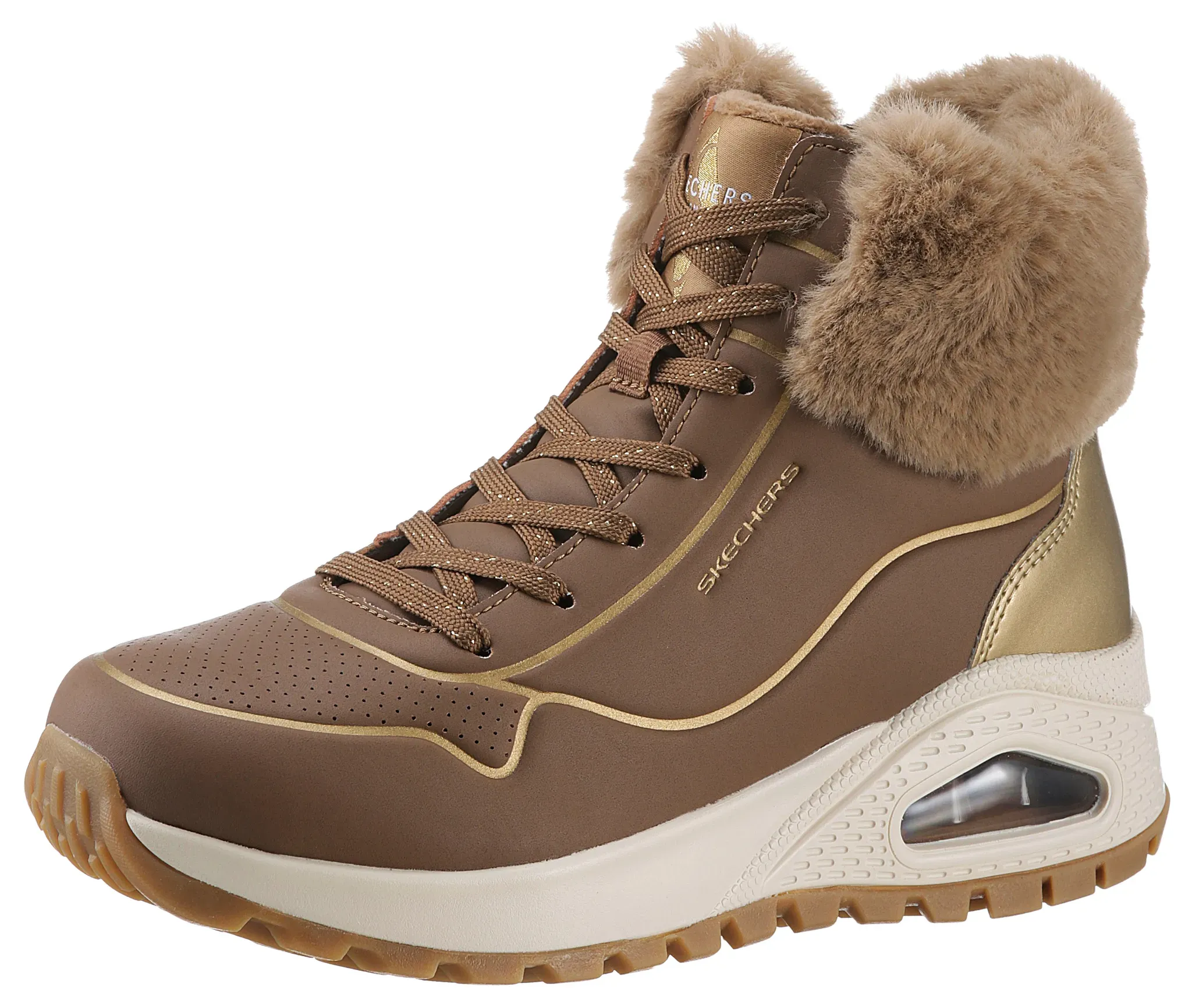 Skechers Keilsneaker »UNO RUGGED«, Sneaker, Keilsneaker, Winterboots mit hochwertiger Dämpfung Skechers braun-goldfarben 39