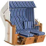 Sunny Smart Strandkorb Rustikal 250xL Plus 2-sitzer Kunststoffgeflecht Weiß/blau