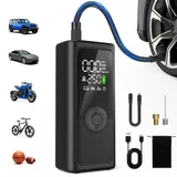 vernee Elektrische Luftpumpe, 150PSI Fahrradpumpe 6000mah Akku Luftpumpe Tragbarer mit LED-Licht & Auto-Stopp, 5 Modi, 3 LED Lichter, für Motorrad Fahrrad für E-Bike, Auto, Fahrrad, Motorrad, Bälle