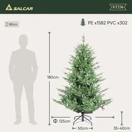 salcar Künstlicher Weihnachtsbaum 180 cm Zartgrüne Spitzen Für Weihnachten