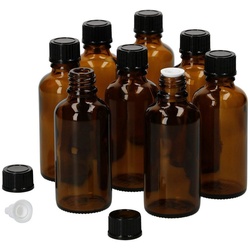MamboCat Vorratsglas 8er Set Apothekerflaschen Glasflasche braun 50ml mit Tropf-Deckel, Glas braun