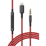 Ersatz-Kopfhörerkabel, Apple MFi-zertifiziert, mit iPhone-Lightning-Anschluss (3,5 mm), Audio-AUX-Kabel mit Mikrofon und Lautstärkeregler (kompatibel mit Beats / Sony / Sennheiser und Audio Tech)