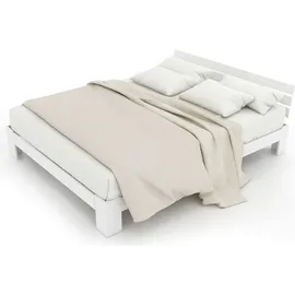 ULIFE Massivholz-Doppelbett 140 x 200 cm Weiß