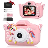 Kinder Kamera, Weinsamkeit 2.0”Display Digitalkamera Kinder, 1080P HD Anti-Drop Fotoapparat Kinder mit 32GB SD Karte, Geburtstagsgeschenk für 3 4 5 6 8 7 9 10 11 12Jahre Jungen und mädchen (Rosa)