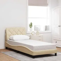 Bettgestell ohne Matratze Creme 80x200 cm Stoff