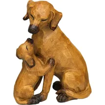 Ambiente Haus Hund mit Welpe", braun, Metall, Dekofiguren, groß