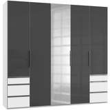 WIMEX Level 250 x 236 x 58 cm weiß/Grauglas mit Glas- und Spiegeltüren