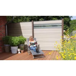 BPC Zaunelemente Esbjerg Tor - 100 x 180 cm (DIN Links) - Farbe:  Bicolor Weiß / anthrazit - BPC Steckzaunsystem Tor - Lieferung inkl. Bänder