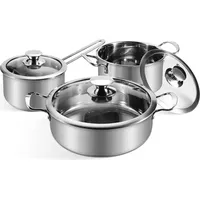 Wodillo 6-teiliges Edelstahl Kochtopfset mit Glasdeckeln und Kühlgriffen