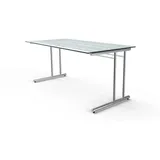 Artline Schreibtisch, manuell höheneinstellbar, Glas - Weiß
